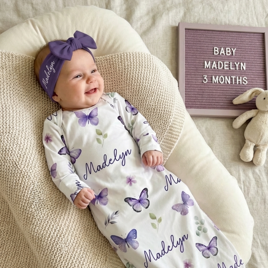 Personalized Bow Headband in Purple