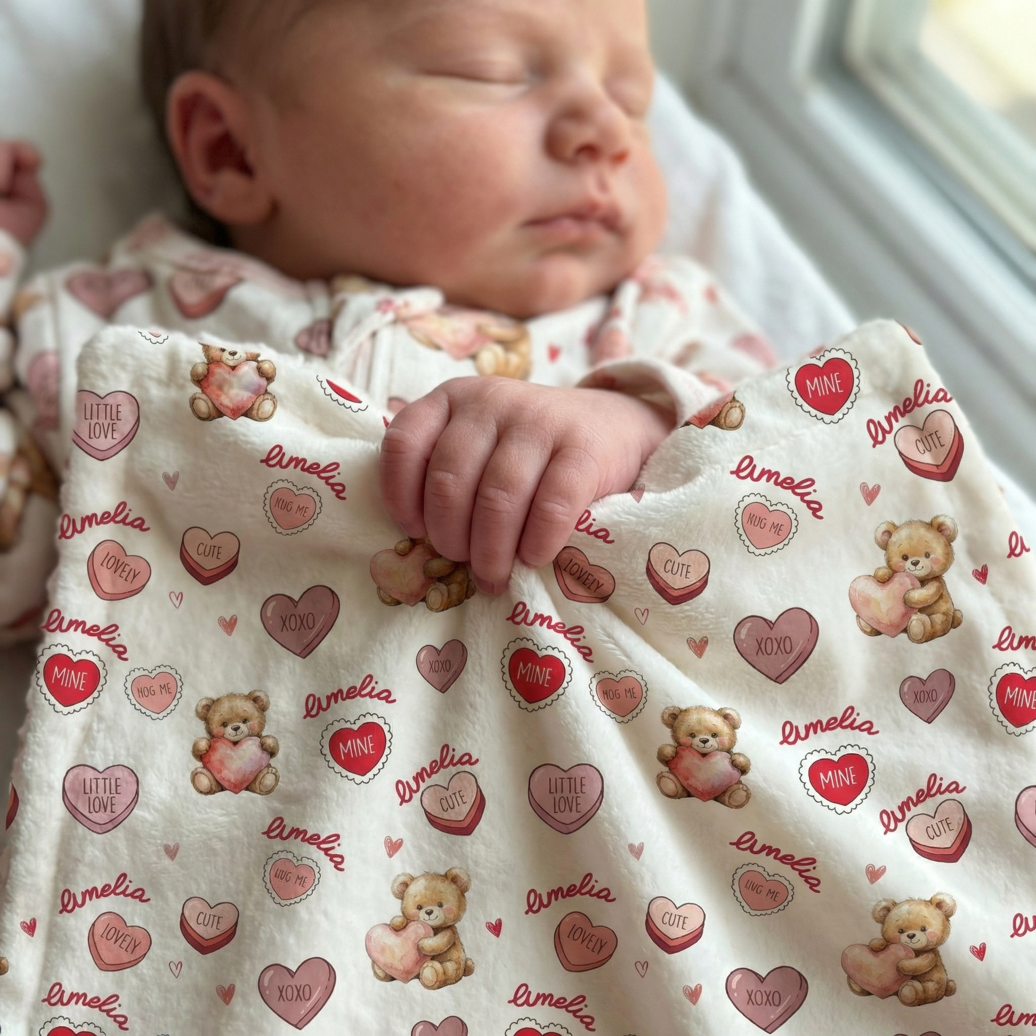 Personalized Lovey Blanket in Red Sweet Heart