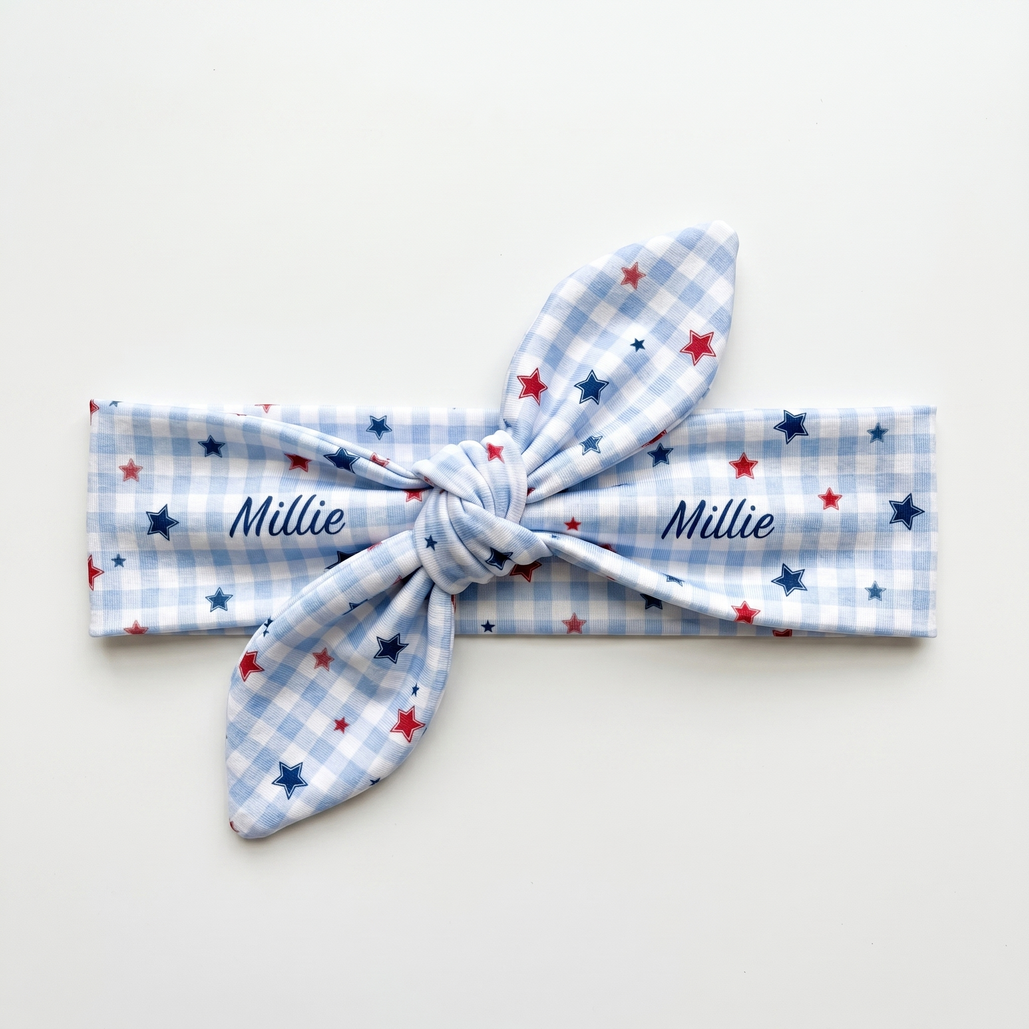 Personalized Knotted Headband in Red, Blue and Star