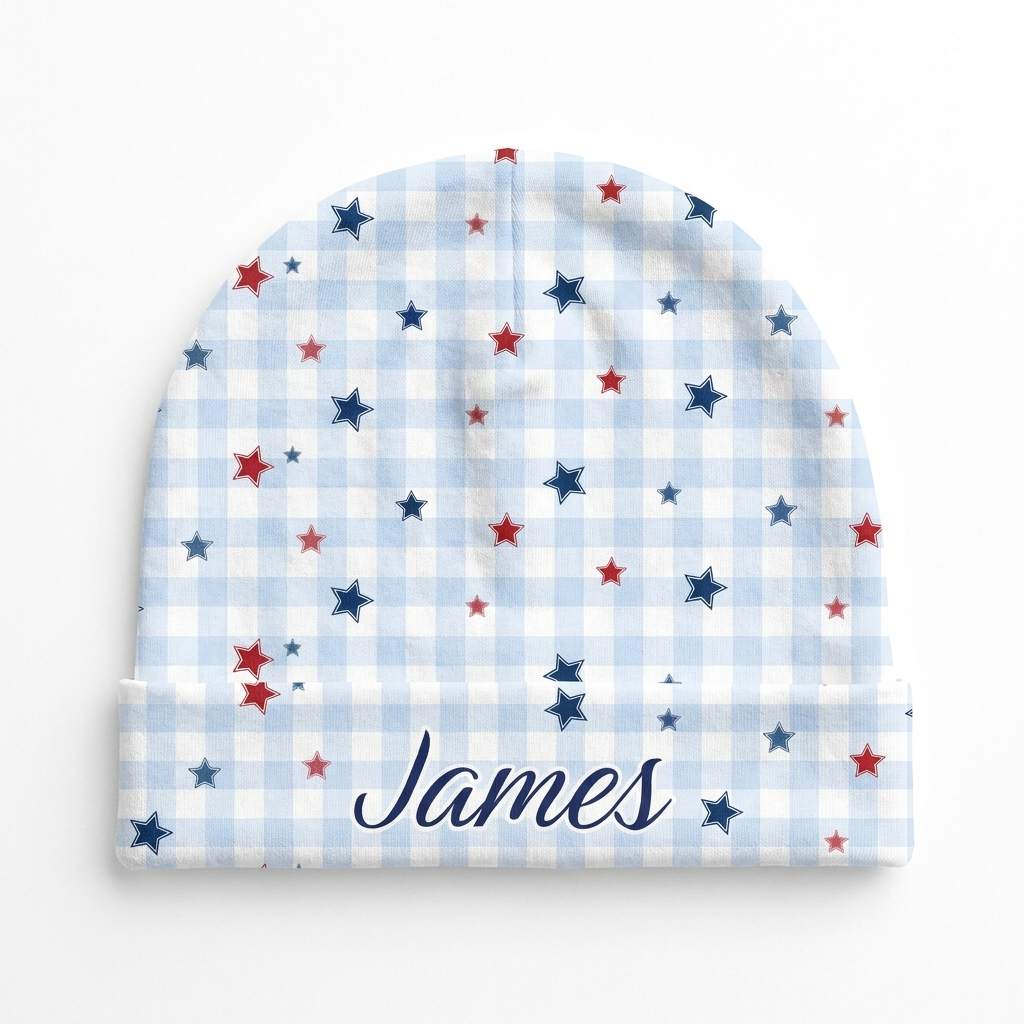 Personalized Beanie in Red, Blue and Star