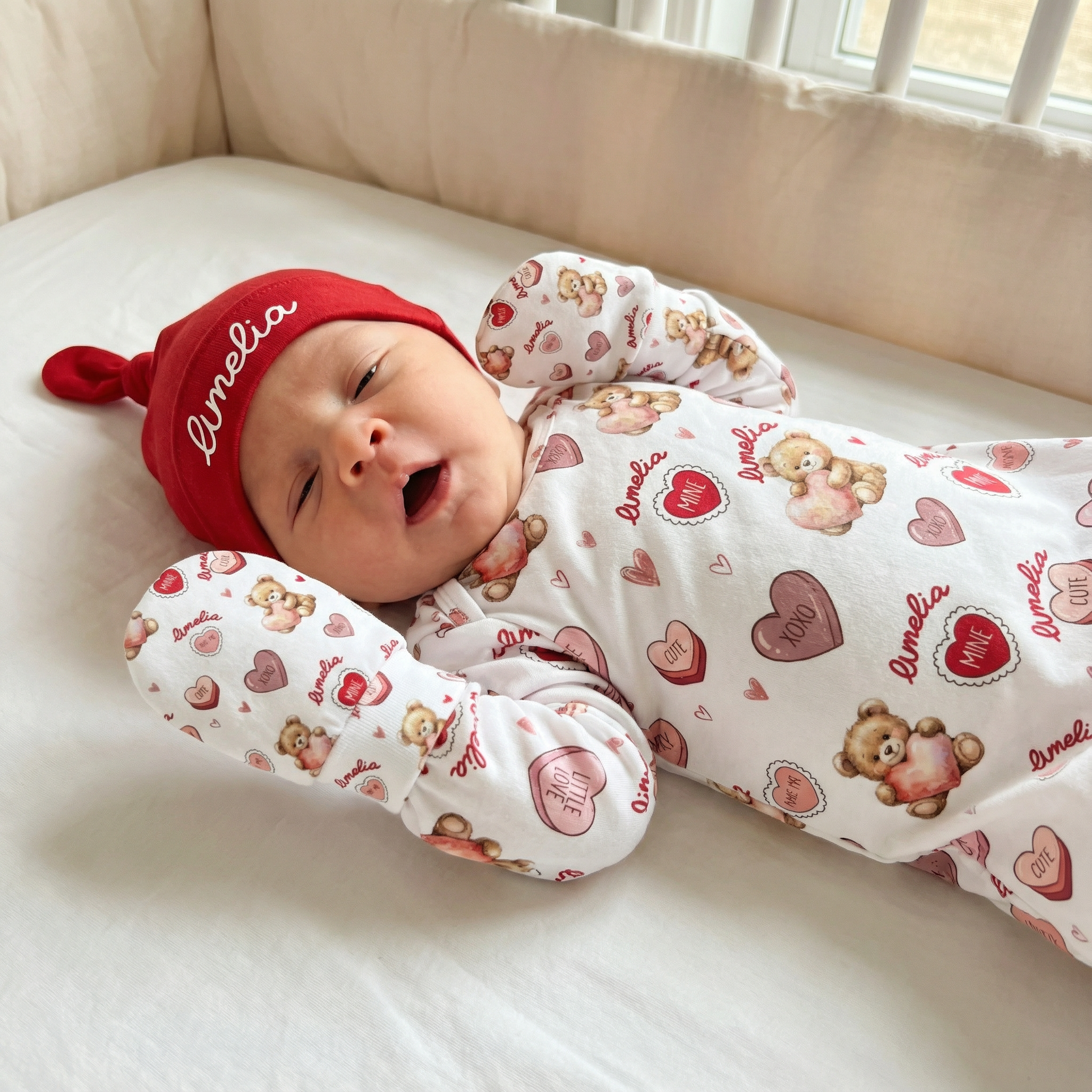 Personalized Sleep Gown in Red Sweet Heart