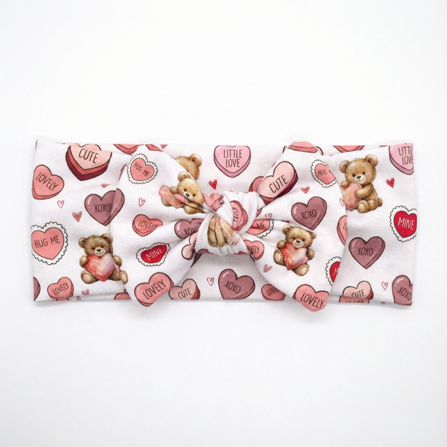 Personalized Bow Headband in Red Sweet Heart