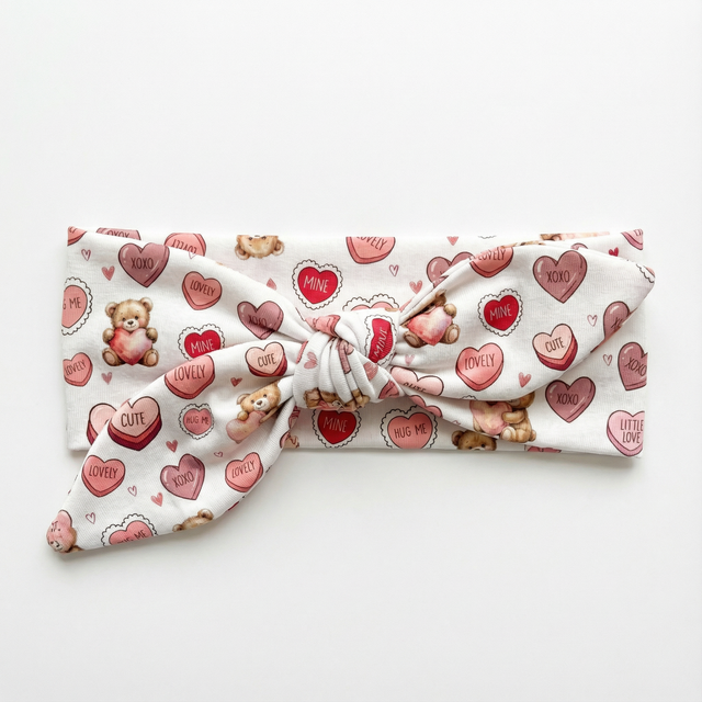 Personalized Knotted Headband in Red Sweet Heart