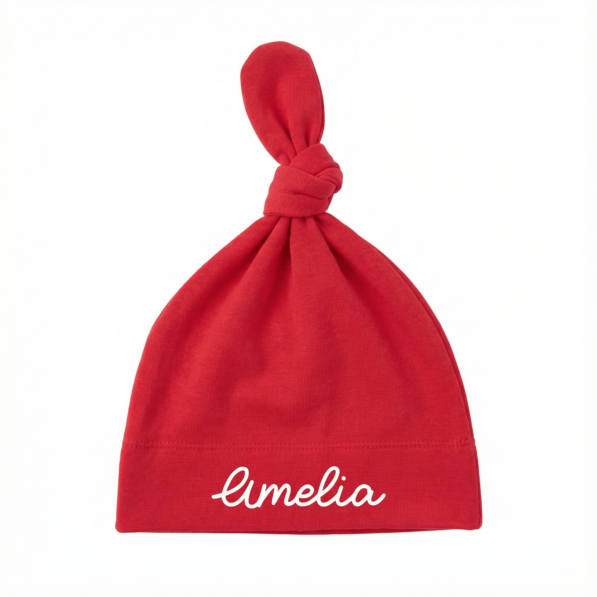Personalized Knotted Hat in Red