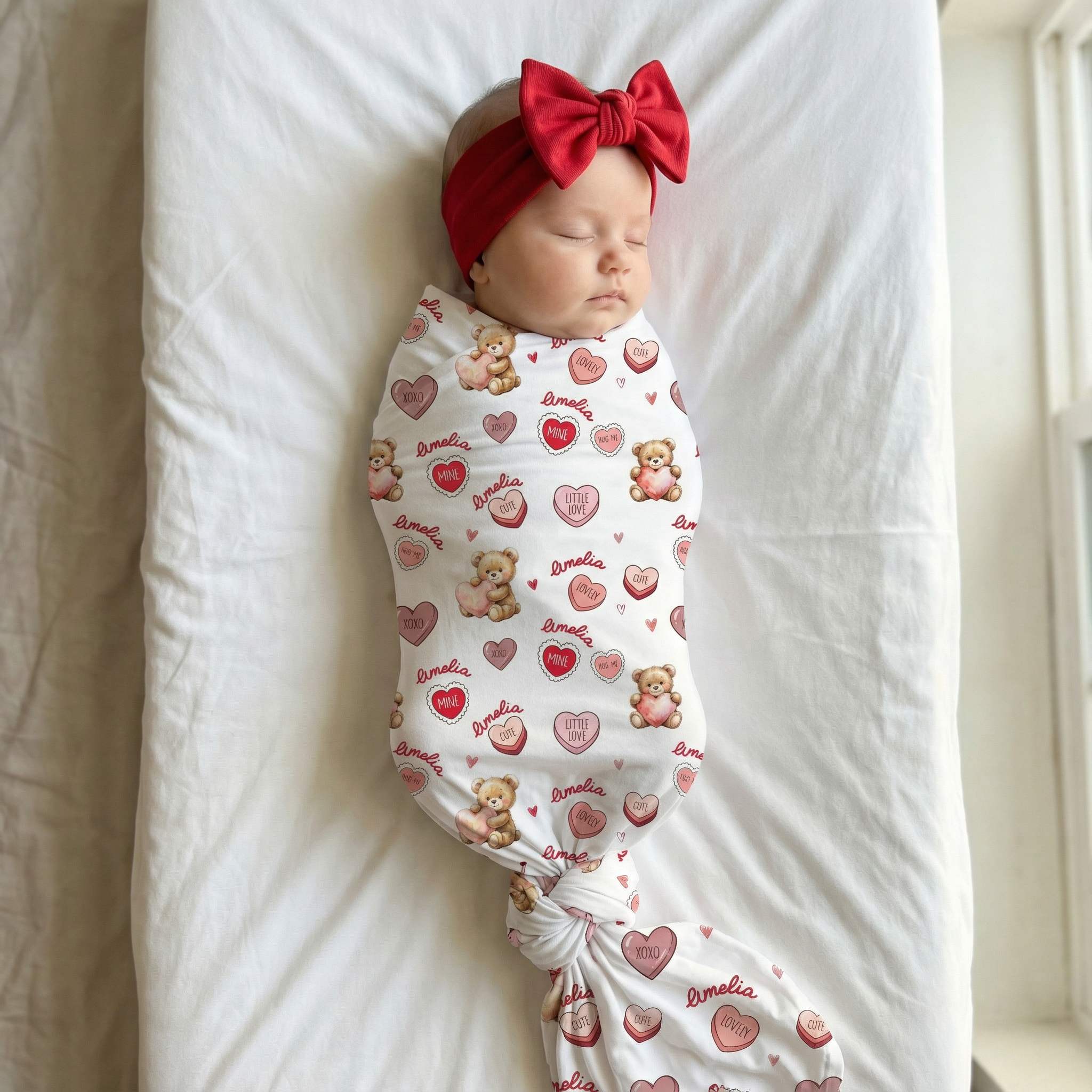 Personalized Bow Headband in Red