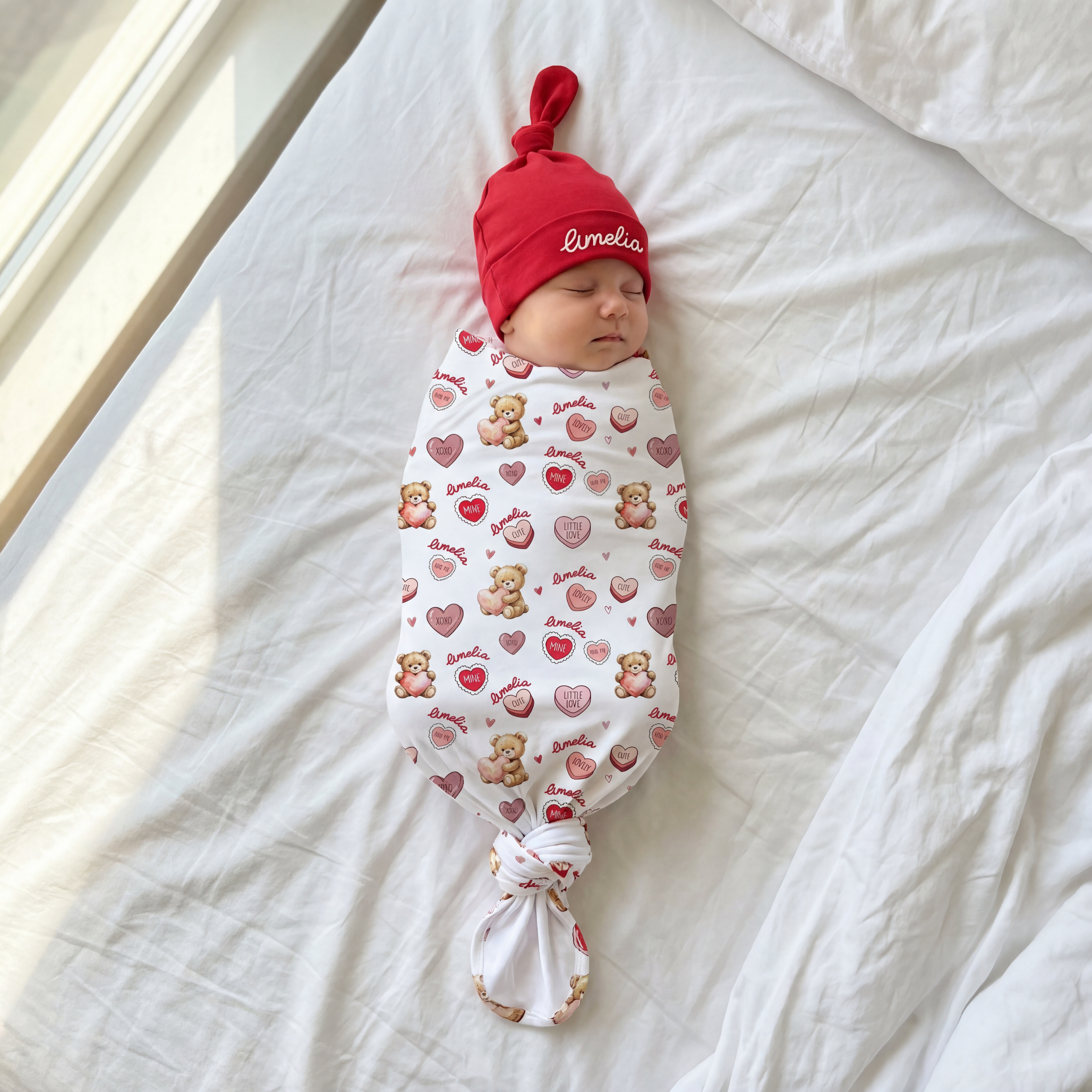 Personalized Swaddle in Red Sweet Heart