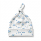 Personalized Knotted Hat in Blue Hydrangea