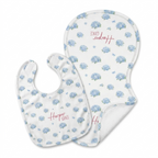 Personalized Bib And Burp in Blue Hydrangea