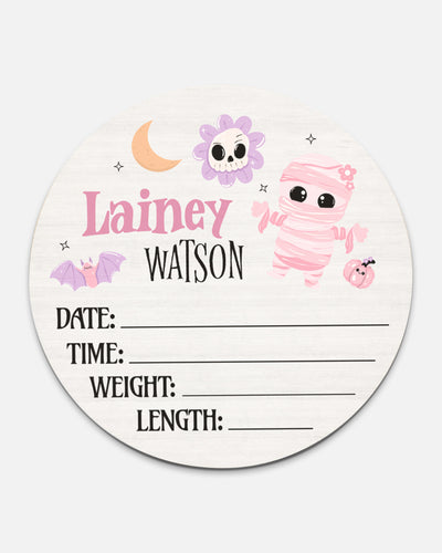 Birth Stats Sign in Blush Boo