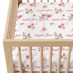 Personalized Crib Sheet in Carnation