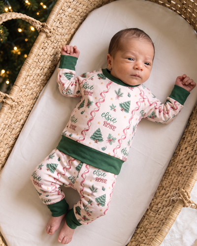 Personalized Baby Pajama Set in Sweetly Trimmed