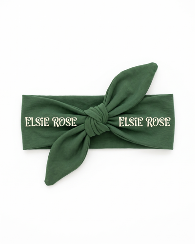 Personalized Knotted Headband in Dark Green