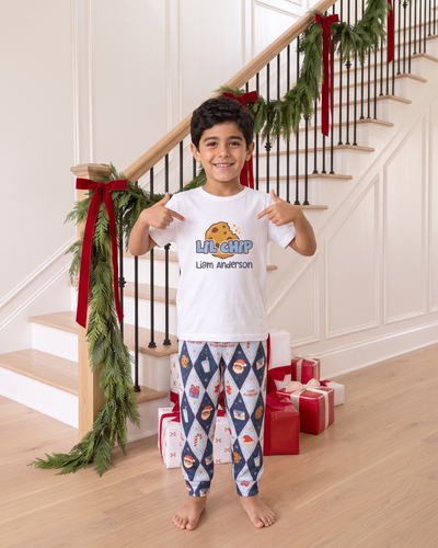 Personalized Kid Graphic Tee in Dear Santa Blue