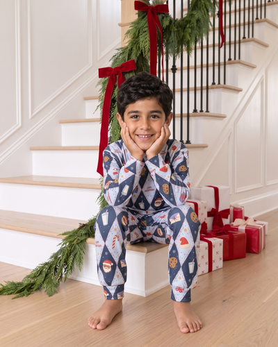 Personalized Two Piece Pajama Set in Dear Santa Blue