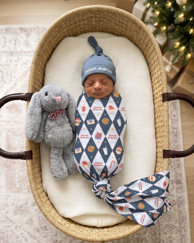 Personalized Swaddle in Dear Santa Blue