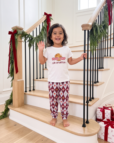 Personalized Kid Graphic Tee in Dear Santa Pink