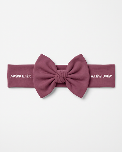 Personalized Bow Headband in Plum