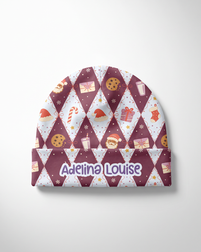 Personalized Beanie in Dear Santa Pink