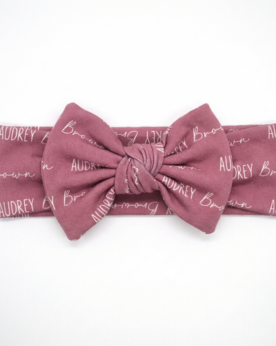 Personalized Bow Headband Font Duo in Rosewood