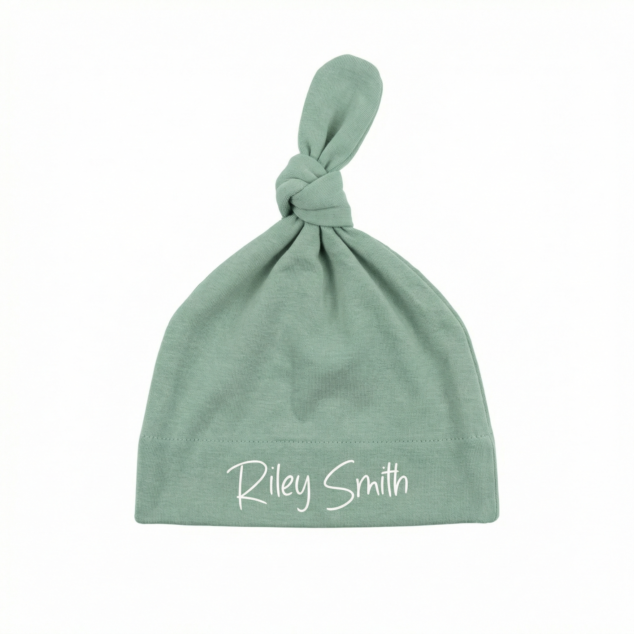 Personalized Knotted Hat in Seafoam