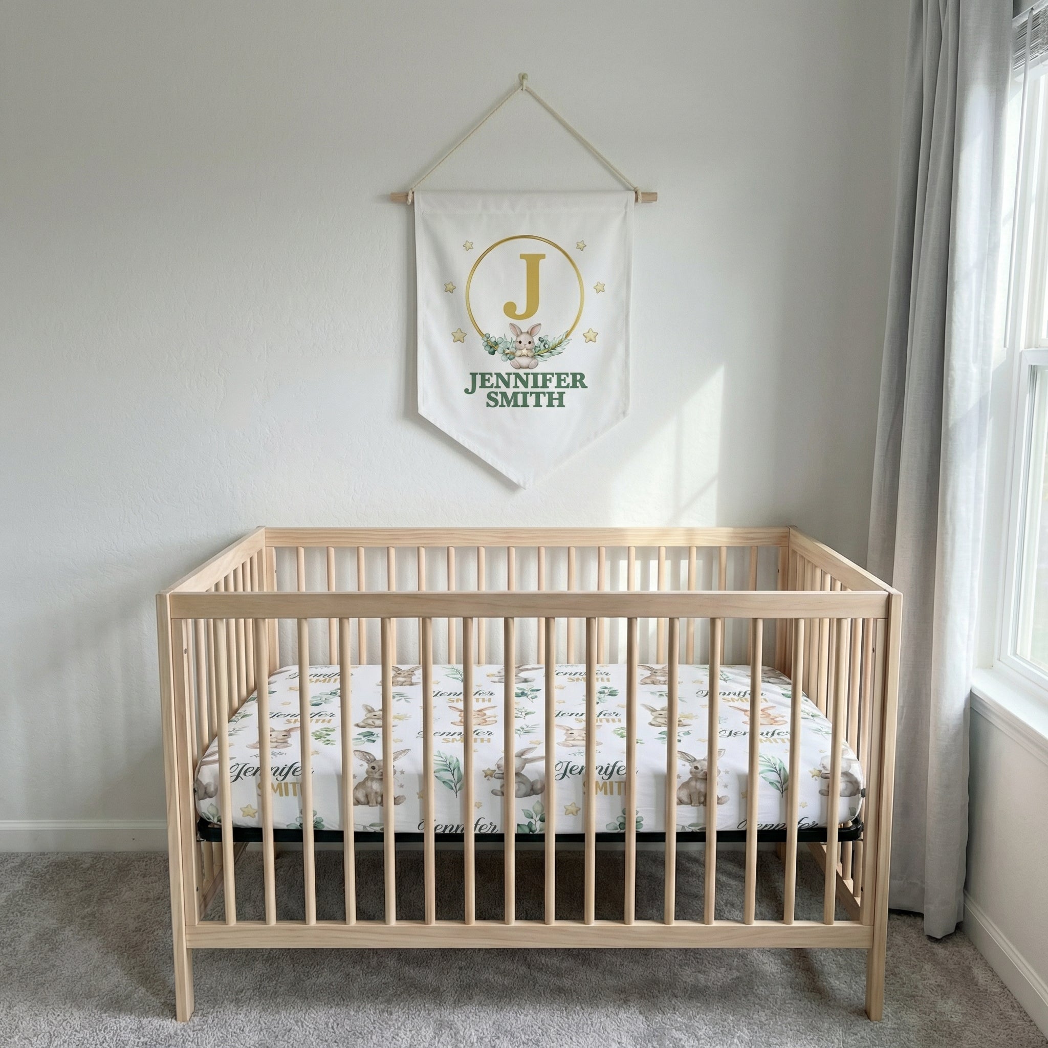 Personalized Pennant in Bunny Garden