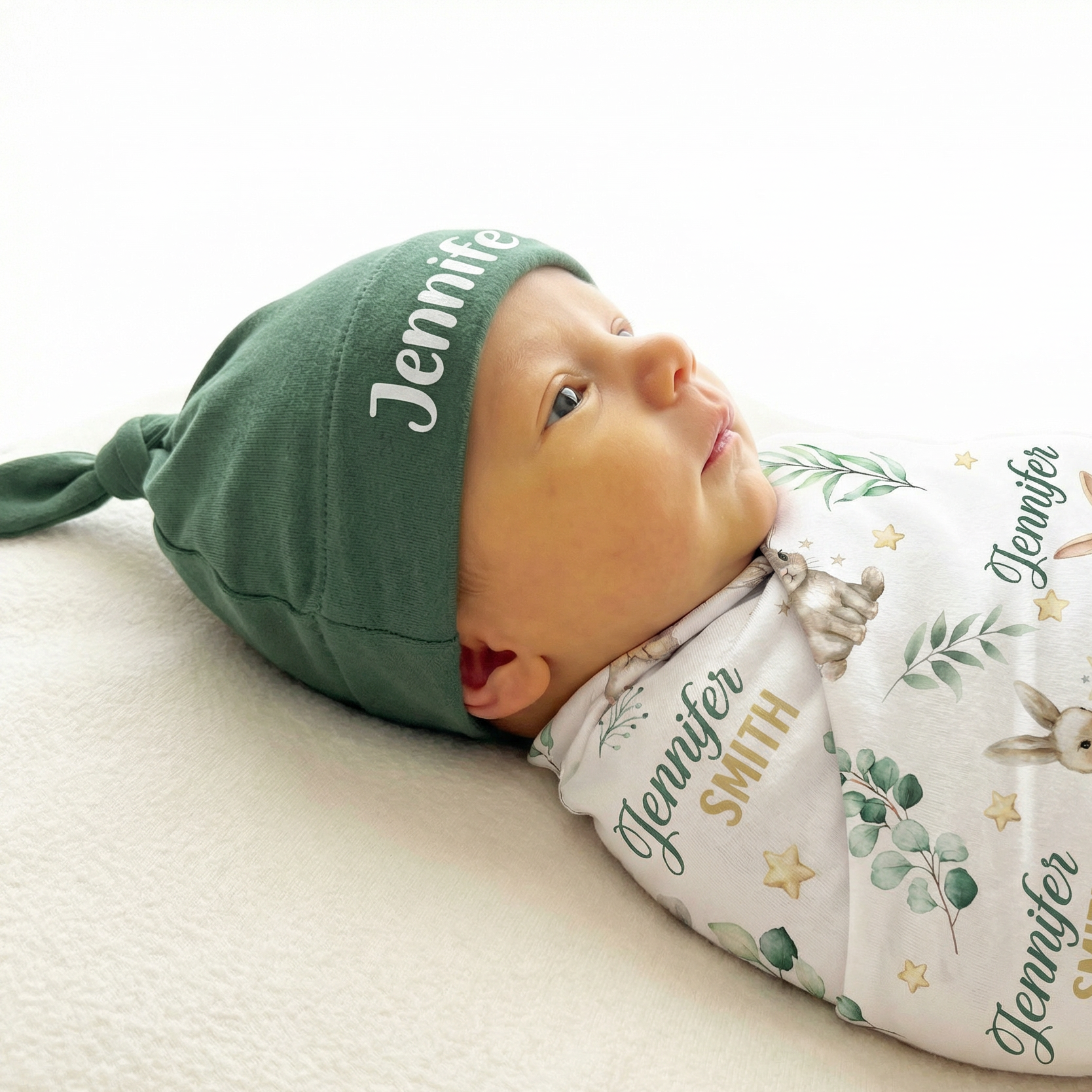 Personalized Swaddle in Bunny Garden
