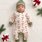 Personalized Long-sleeved Snap Romper in Santa's Joyride