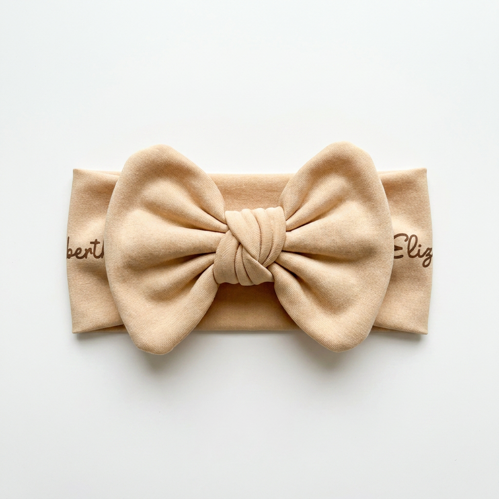 Personalized Bow Headband in Vanilla
