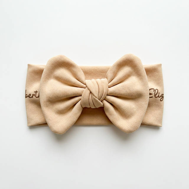 Personalized Bow Headband in Vanilla