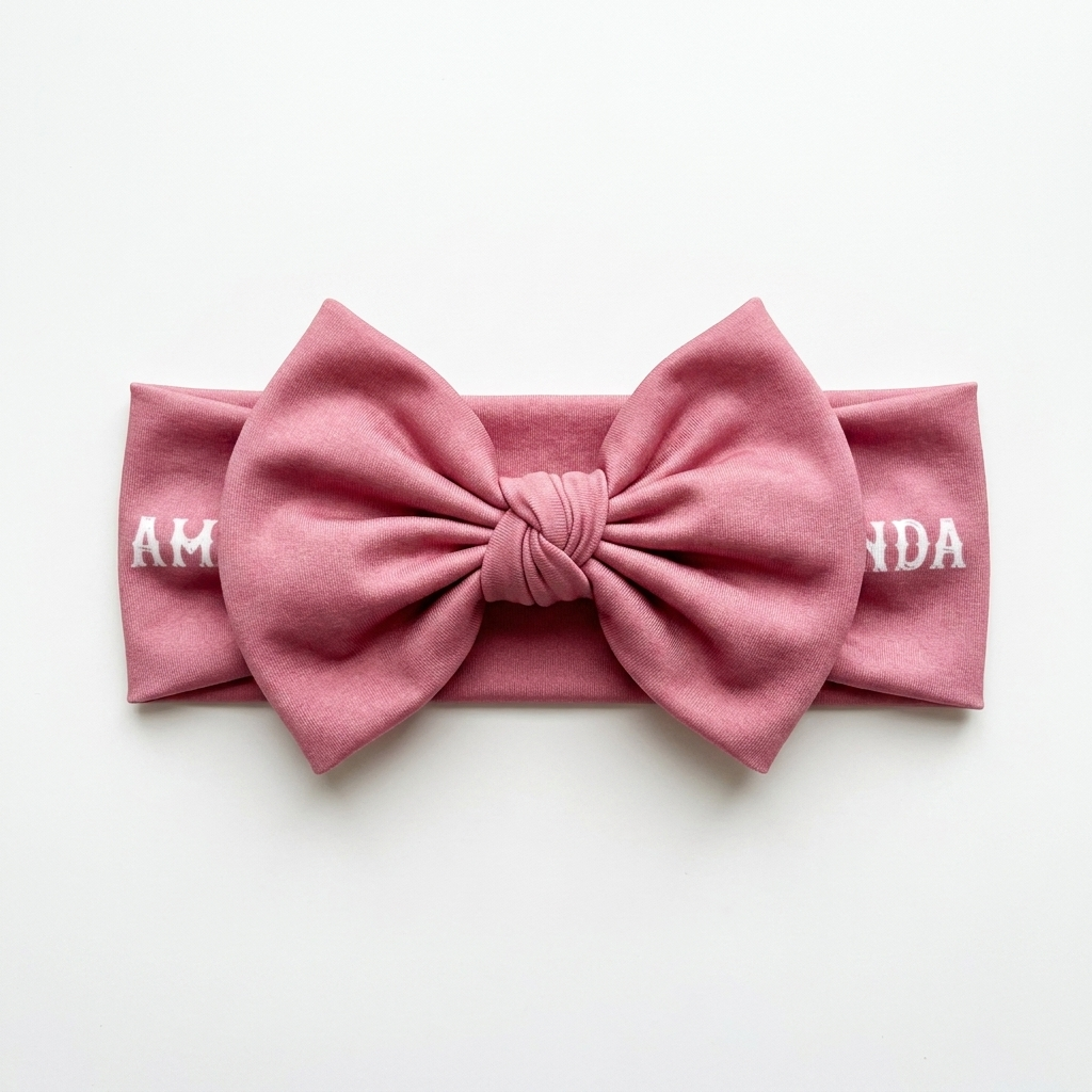 Personalized Bow Headband in Berry Pink