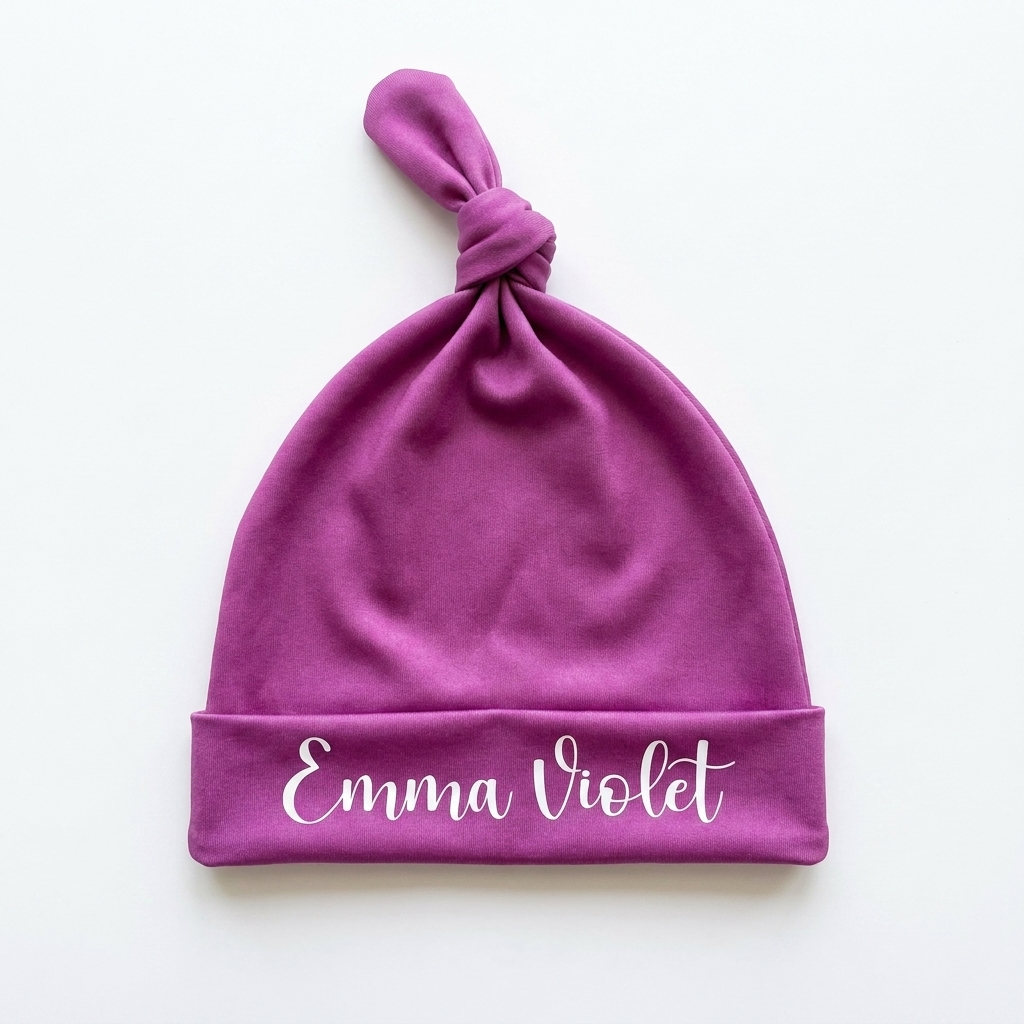 Personalized Knotted Hat in Violet