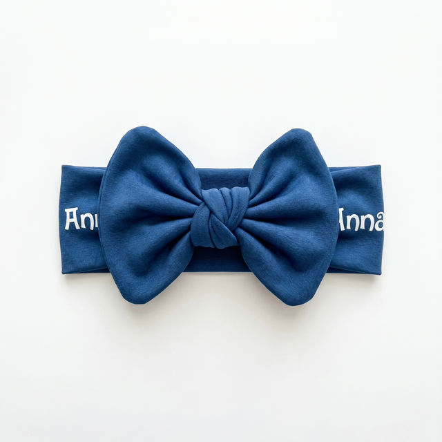 Personalized Bow Headband in Ocean Blue
