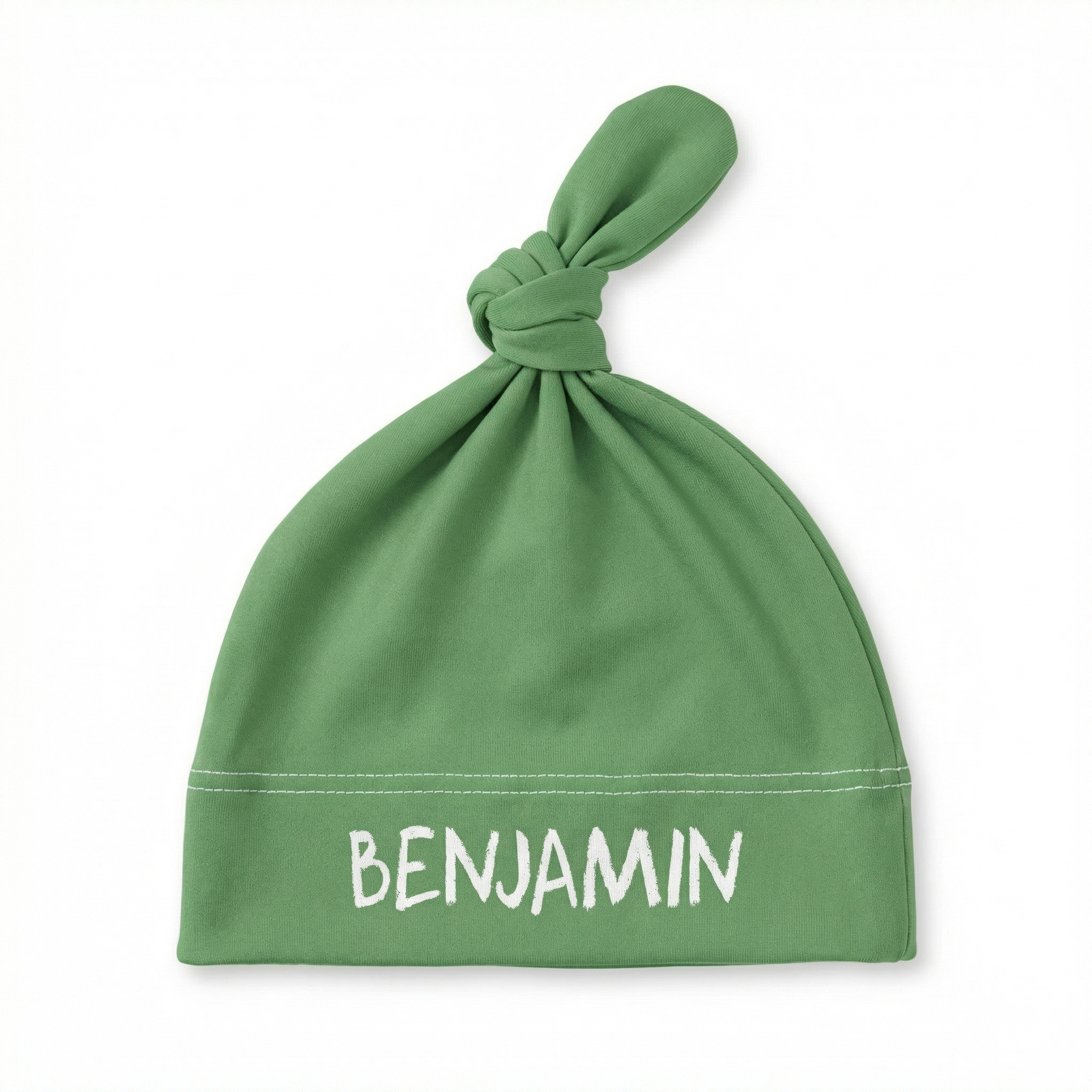 Personalized Knotted Hat in Emerald Green