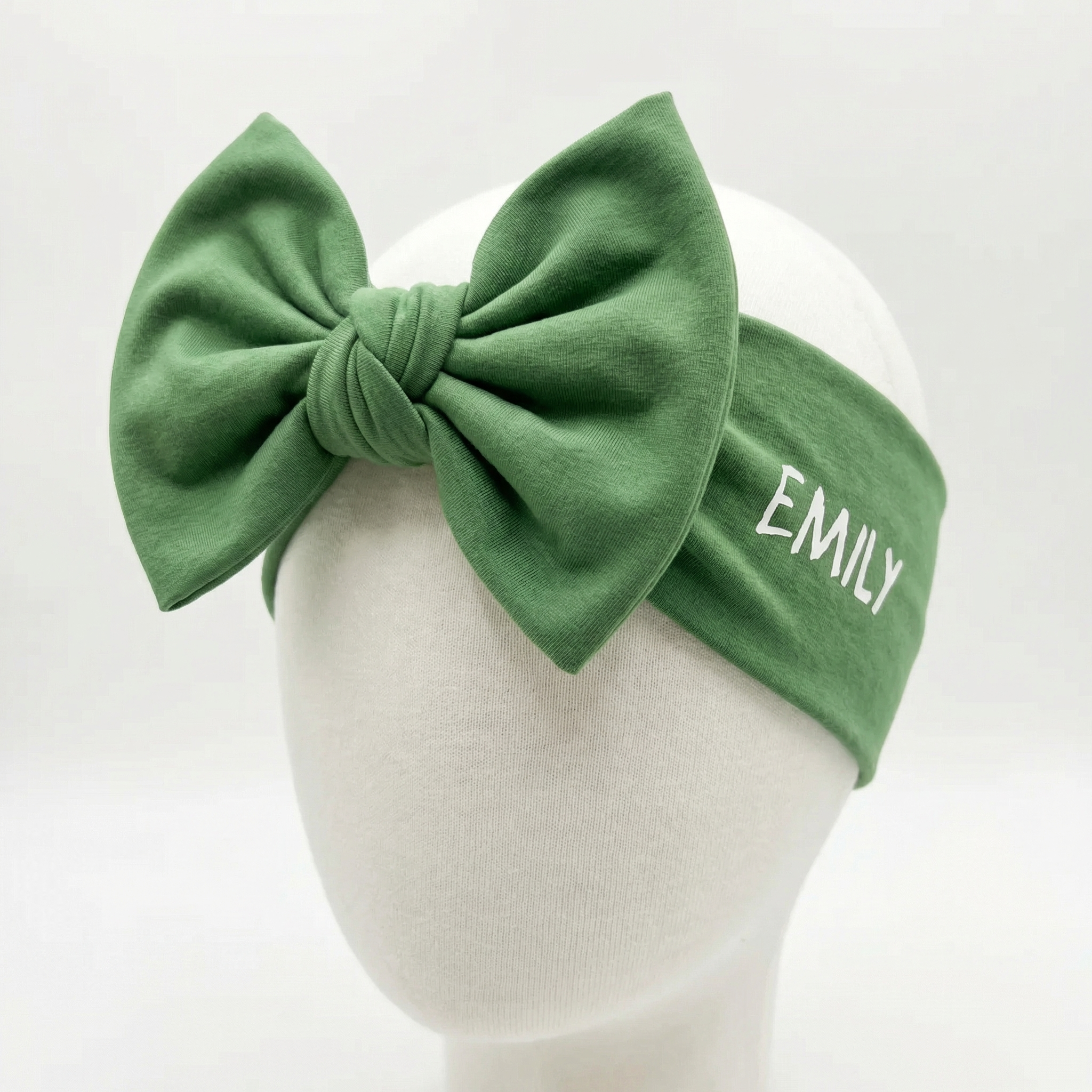Personalized Bow Headband in Emerald Green