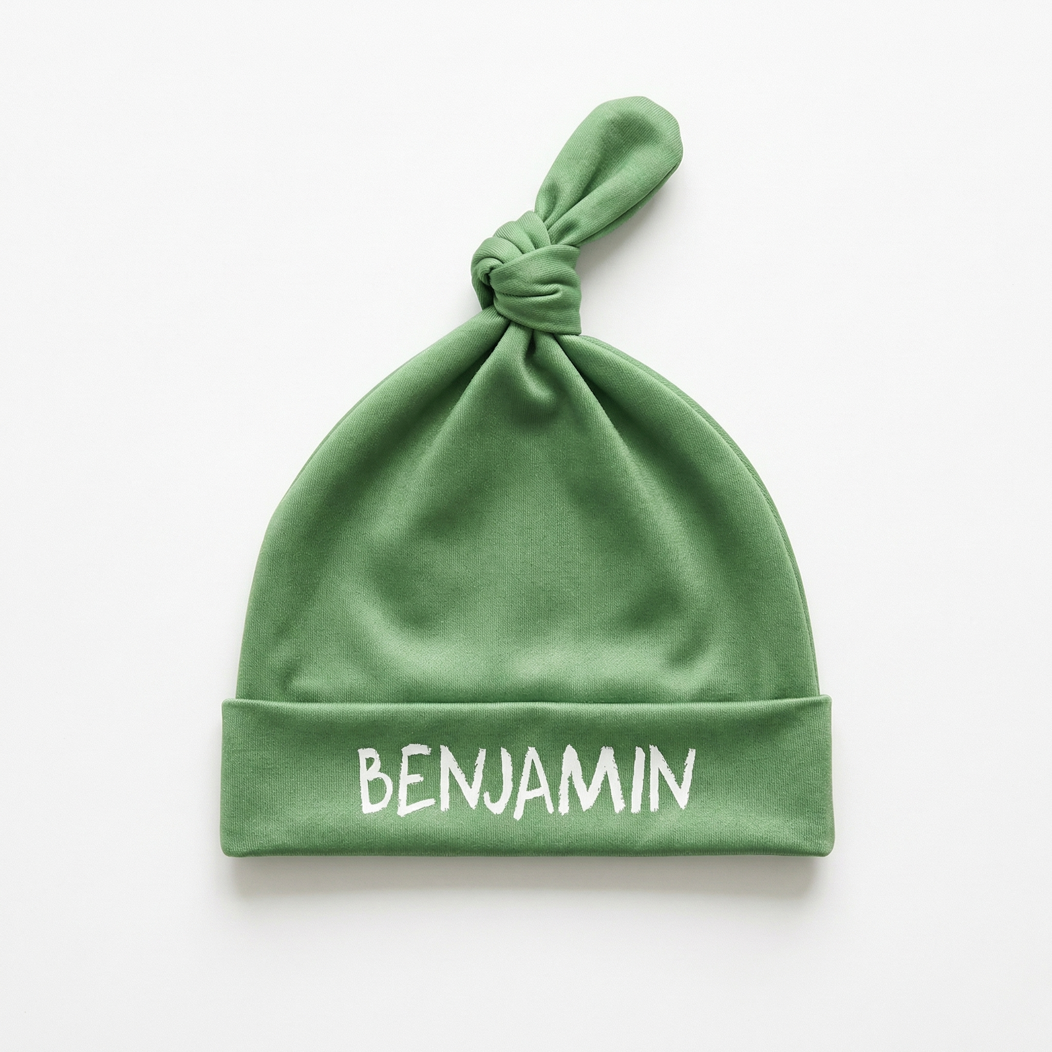 Personalized Knotted Hat in Emerald Green