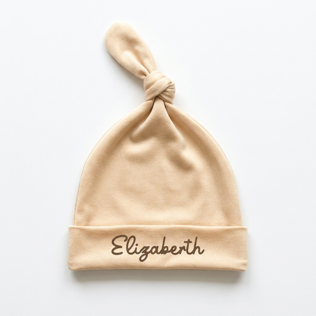 Personalized Knotted Hat in Vanilla