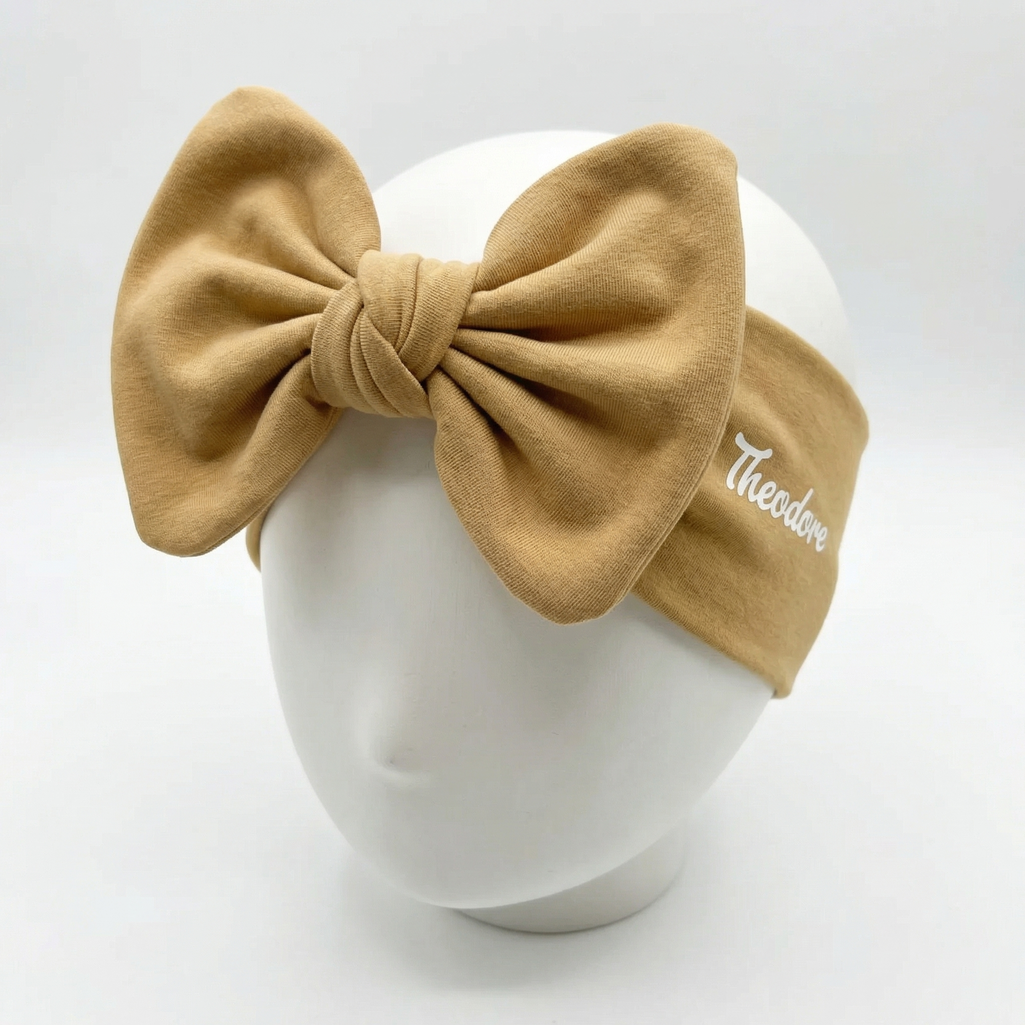 Personalized Bow Headband in Coffee