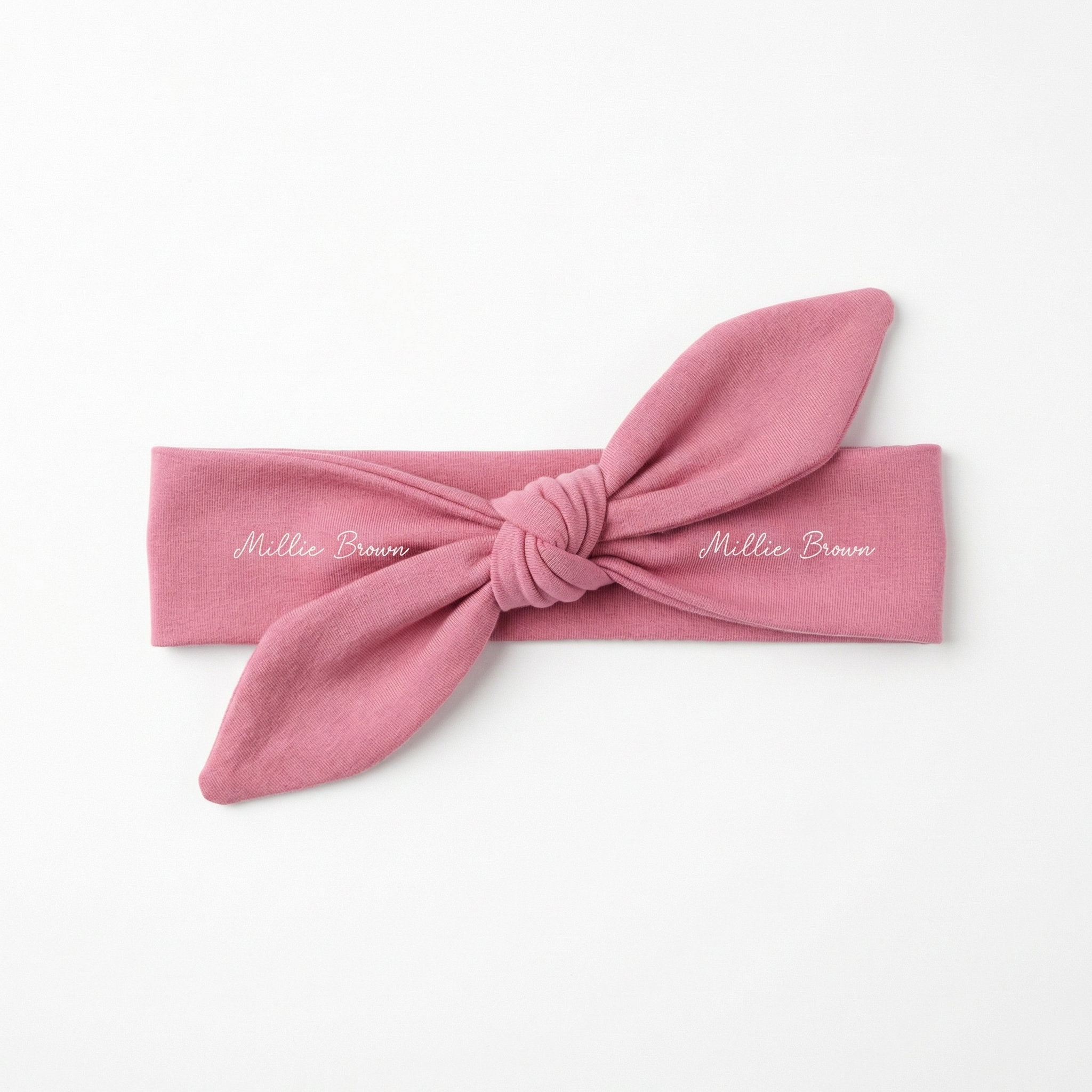 Personalized Knotted Headband in Mauve Pink