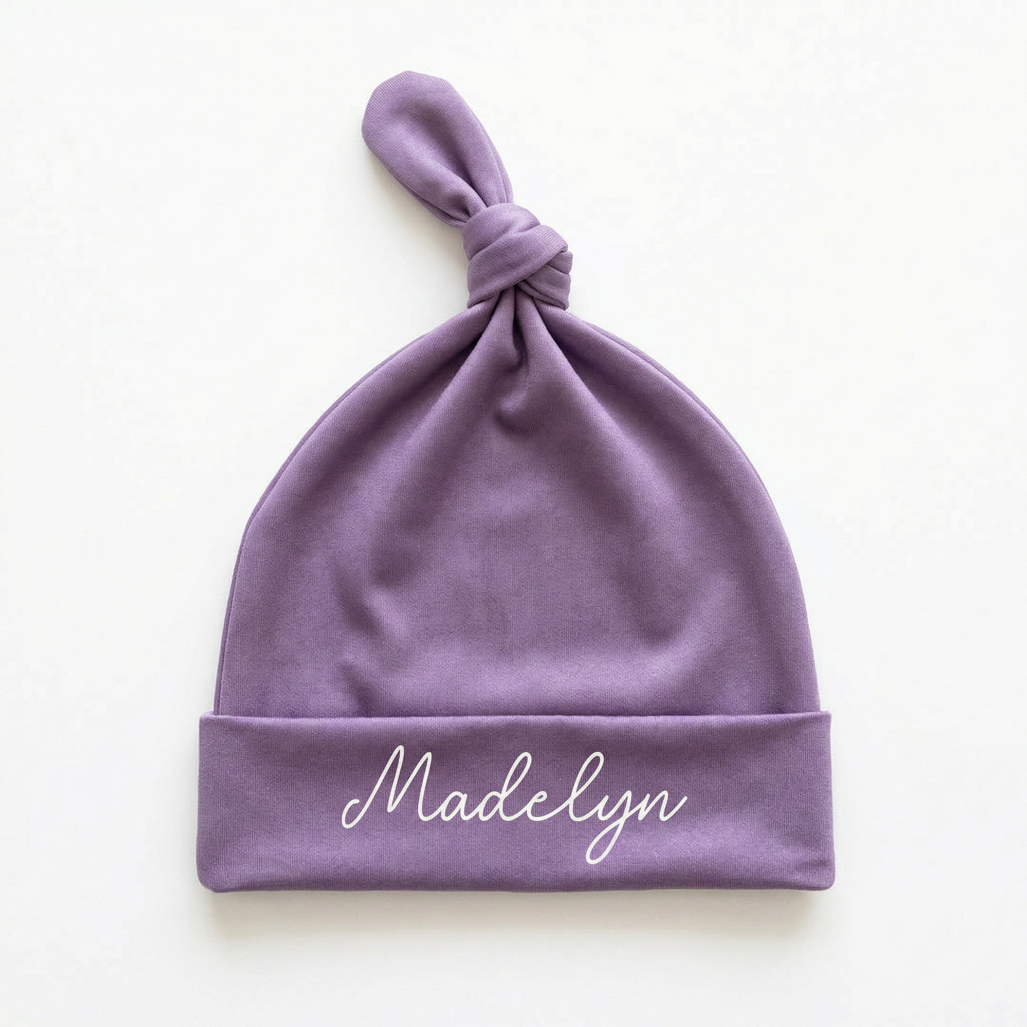 Personalized Knotted Hat in Purple