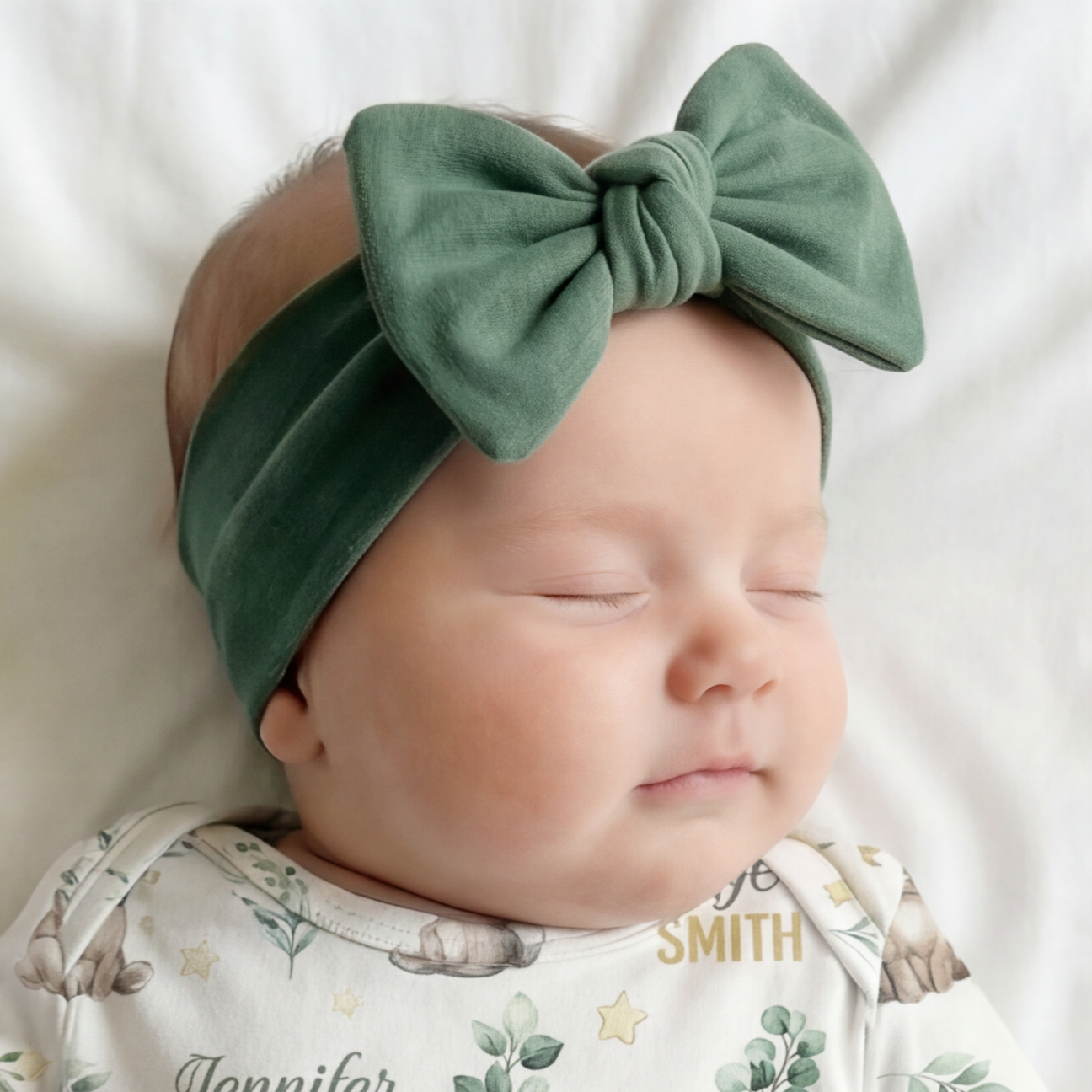 Personalized Bow Headband in Evergreen
