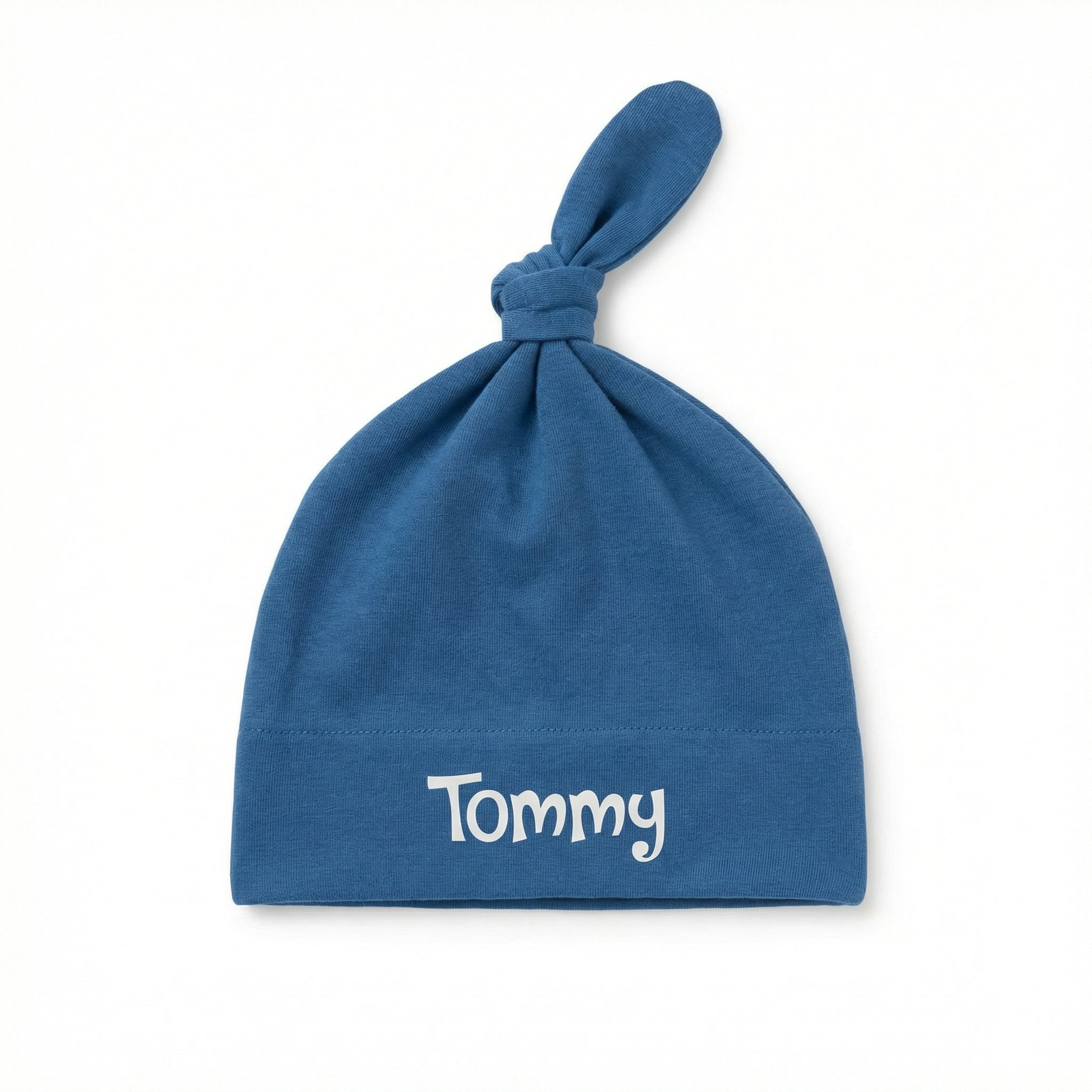 Personalized Knotted Hat in Ocean Blue
