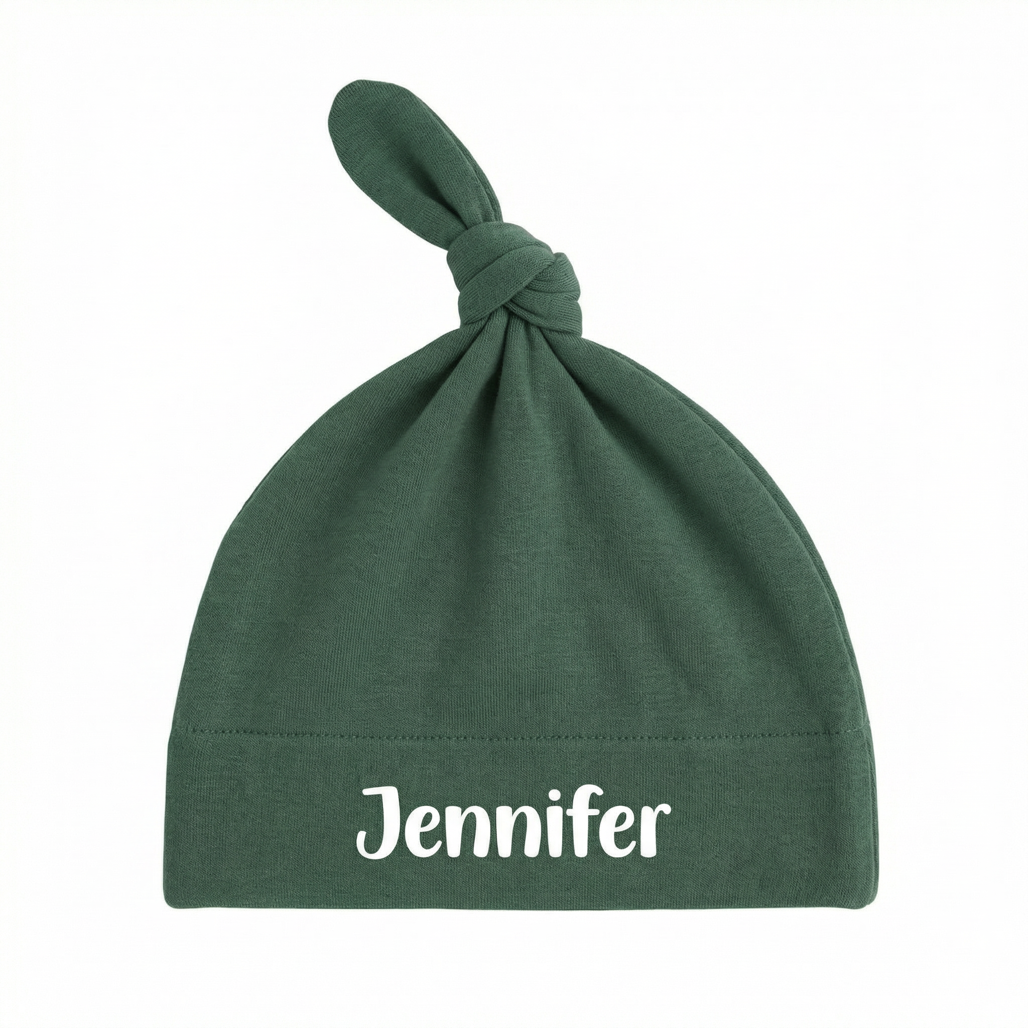 Personalized Knotted Hat in Evergreen