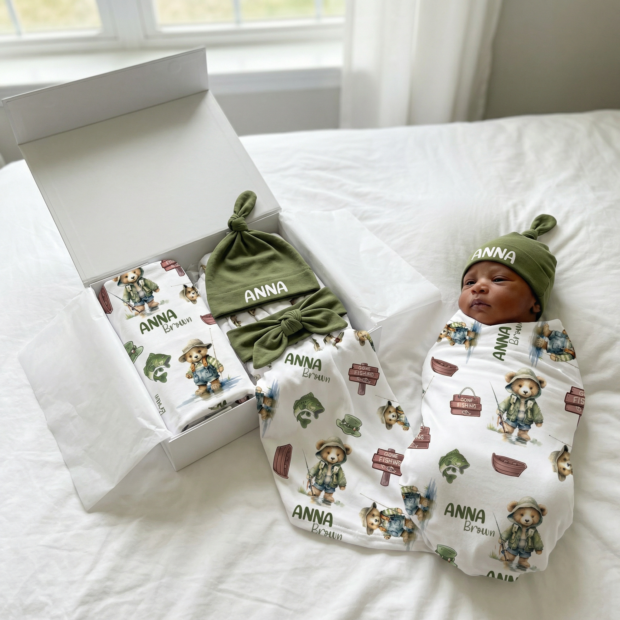The Ultimate Baby Gift Set in Bear Fishing
