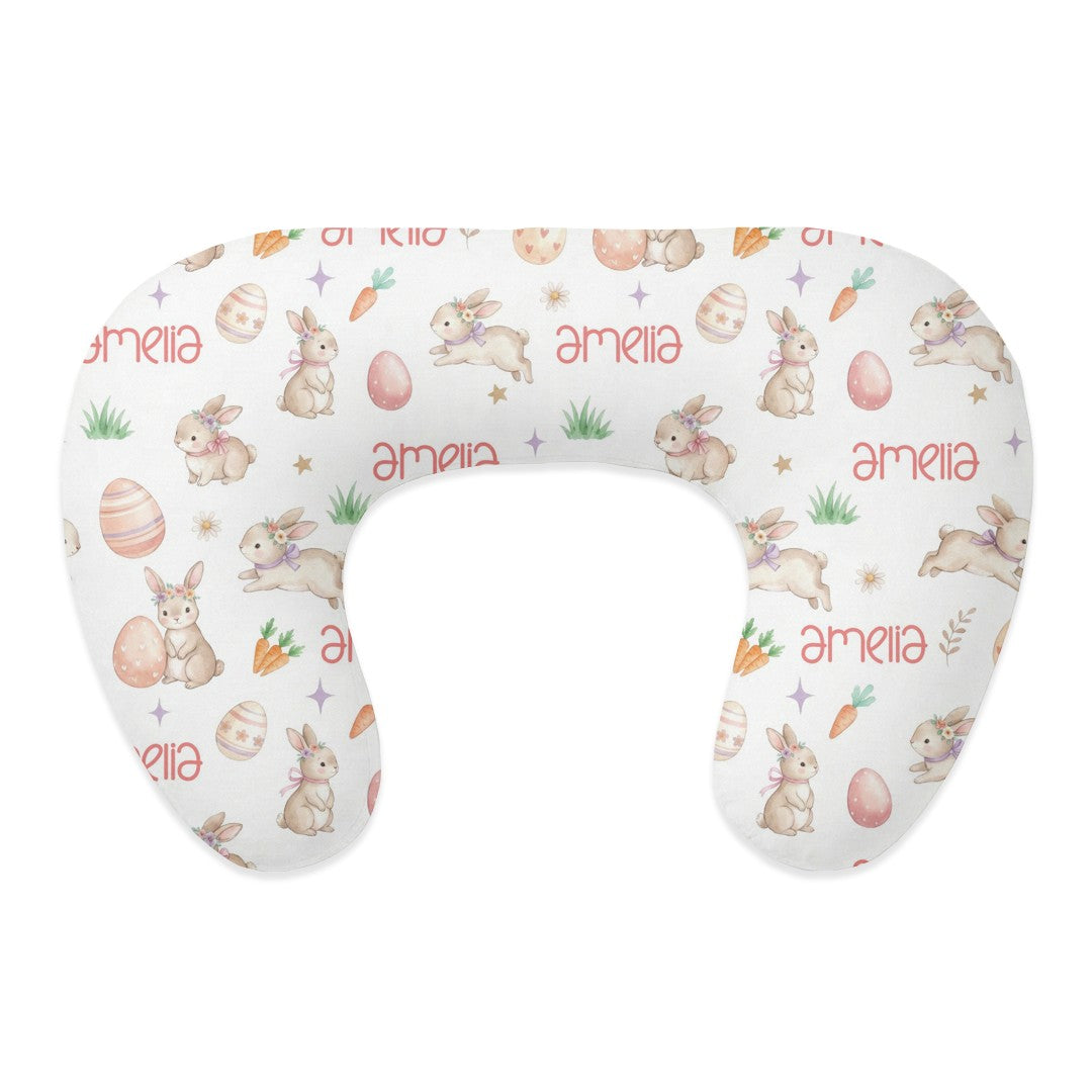 Personalized Nursing Pillow Cover in Pink Easter Eggs