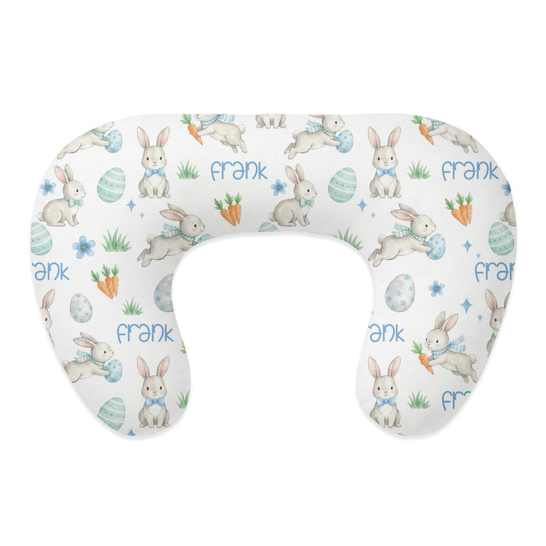 Personalized Nursing Pillow Cover in Blue Easter Eggs