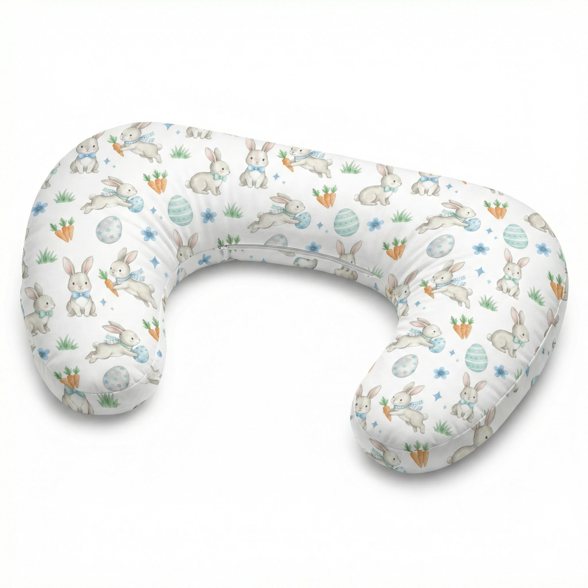Personalized Nursing Pillow Cover in Blue Easter Eggs