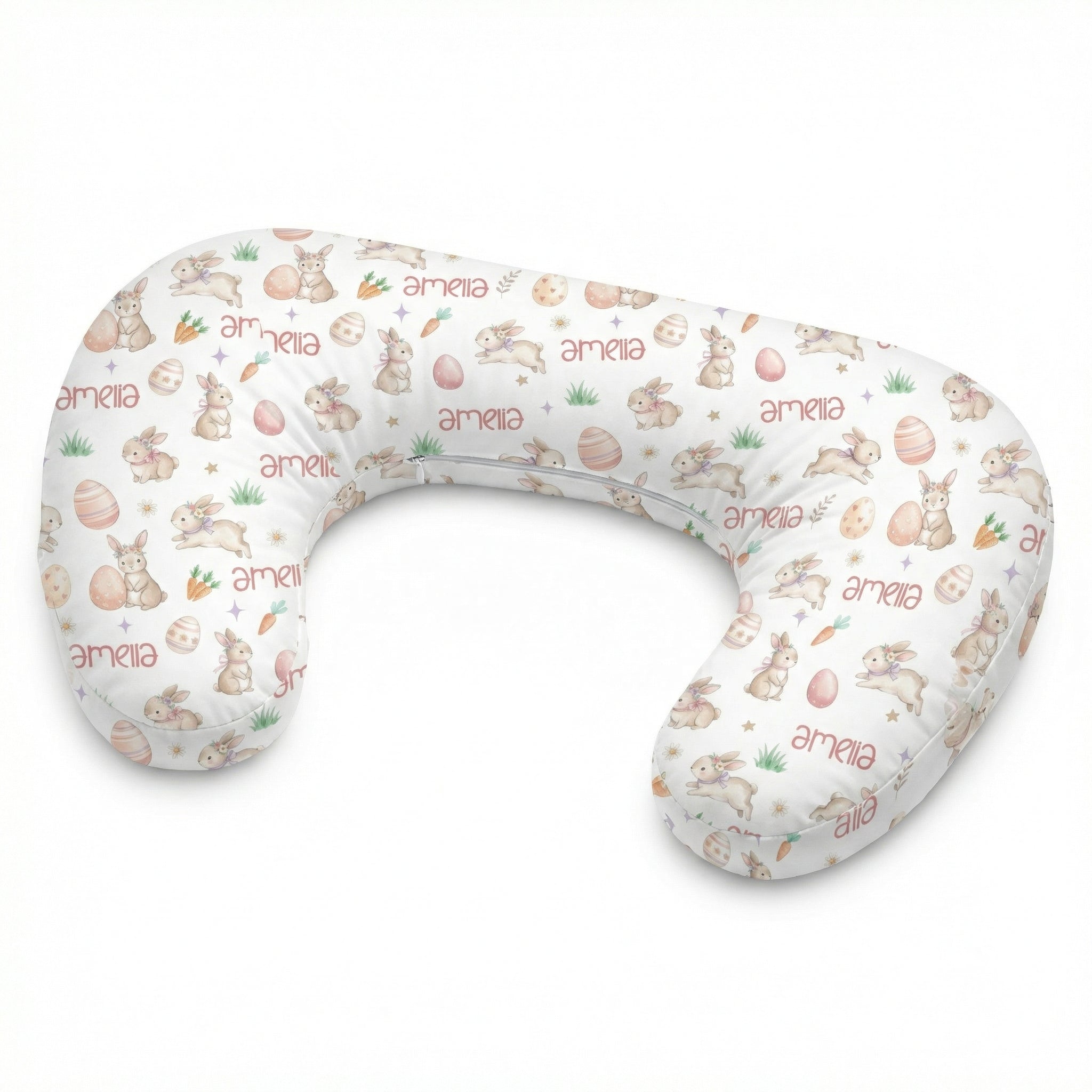 Personalized Nursing Pillow Cover in Pink Easter Eggs