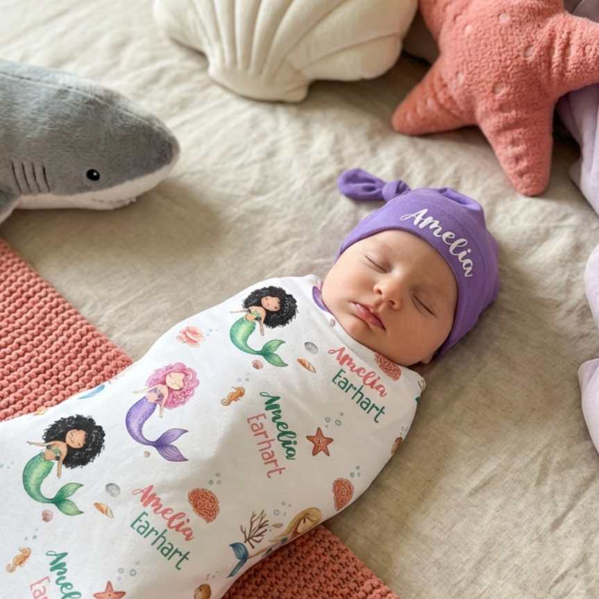 Personalized Knotted Hat in Lilac