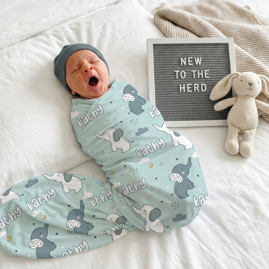 Personalized Swaddle in Elephant