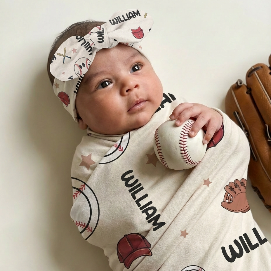 Personalized Swaddle in Baseball